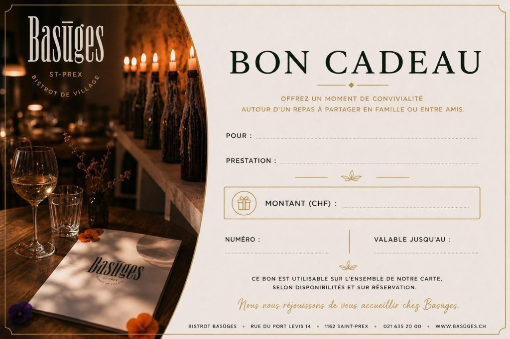 Bon cadeau Basuges - offrez un moment de convivialité